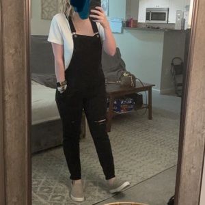 Old navy 4 PETITE black ripped denim overalls